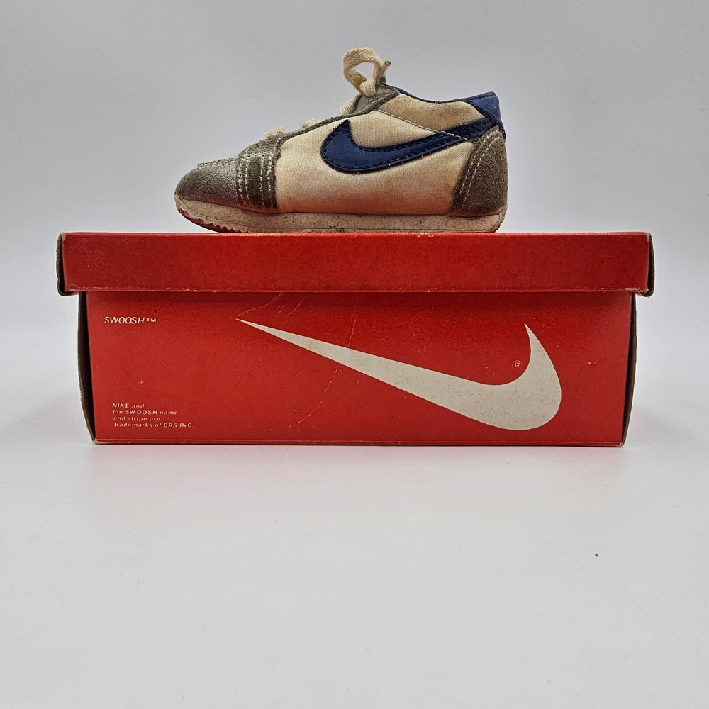 Vintage Nike Lil Nipper Toddler Sneakers Size 4‎ Tan Blue Suede OG Box 1500 Rare